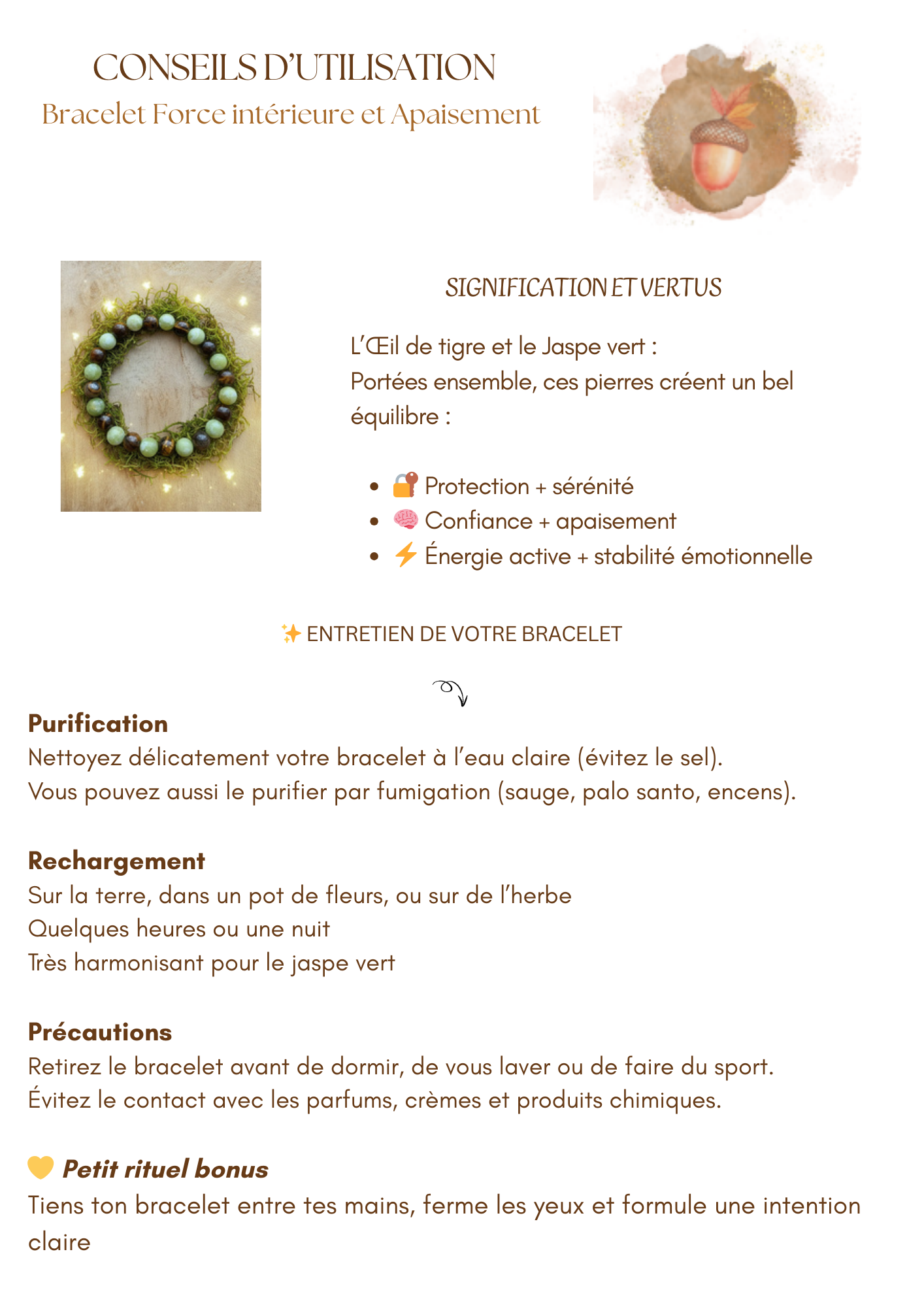 Bracelet force intérieure et apaisement