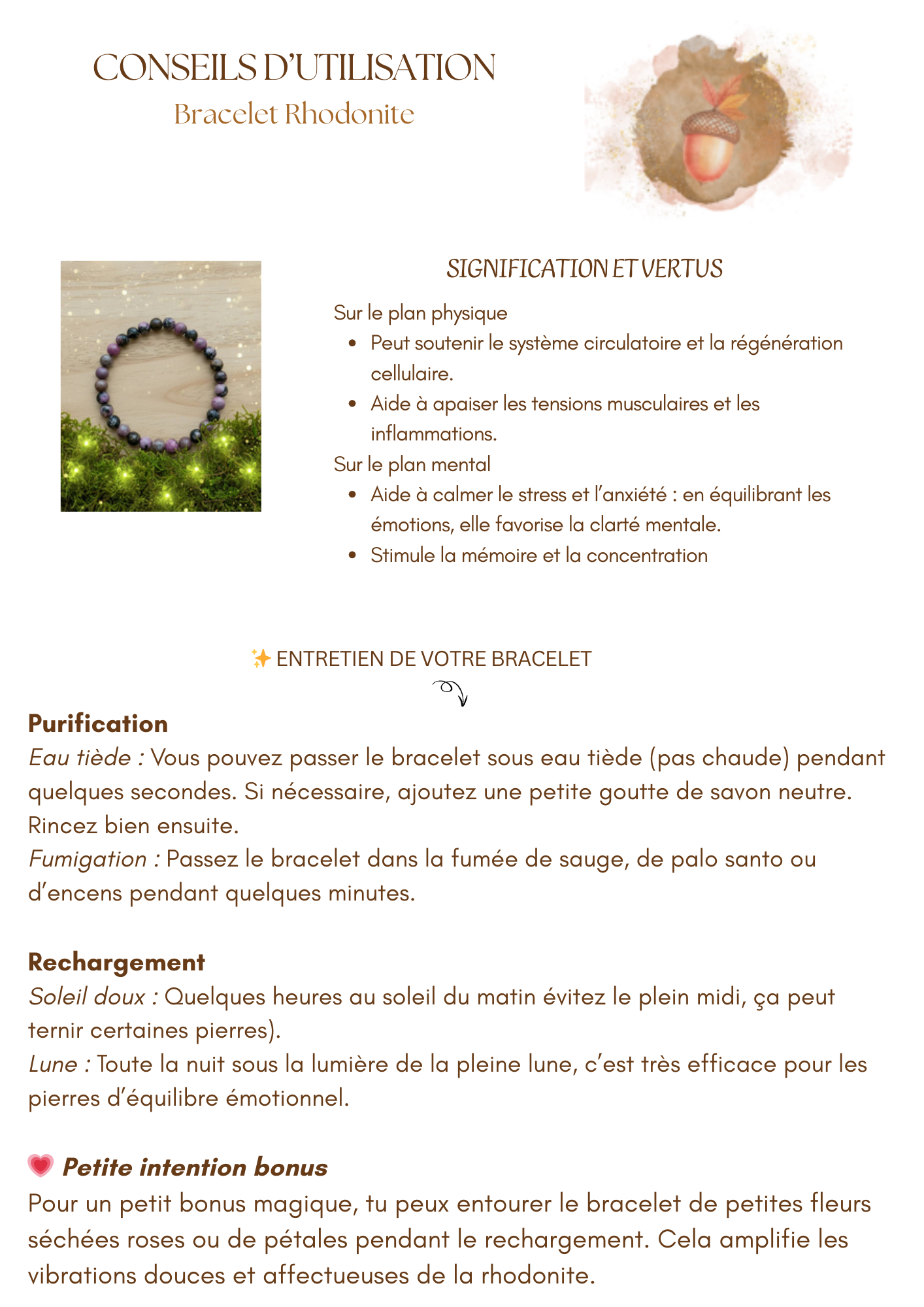 Bracelet Rhodonite